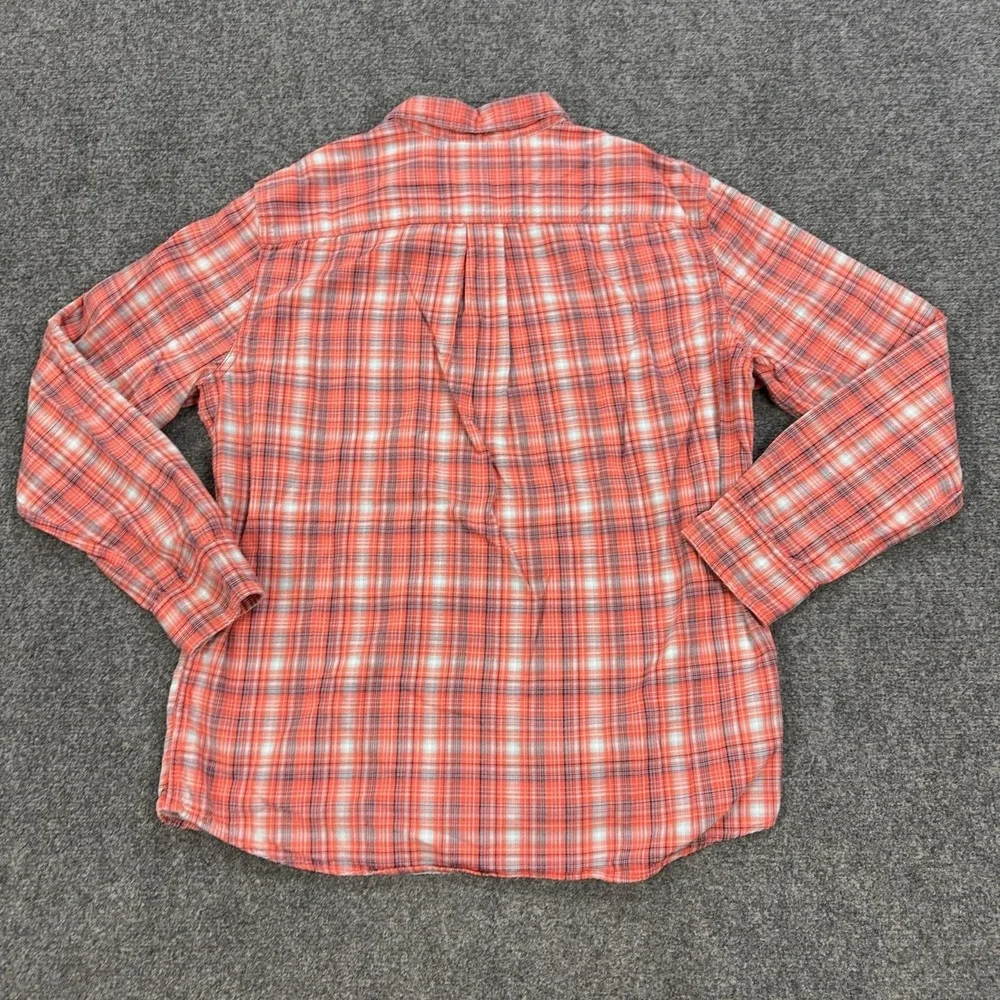 Even Tide Shirt Mens Large Red Plaid Long Sleeve Button Up Lightweight Cotton